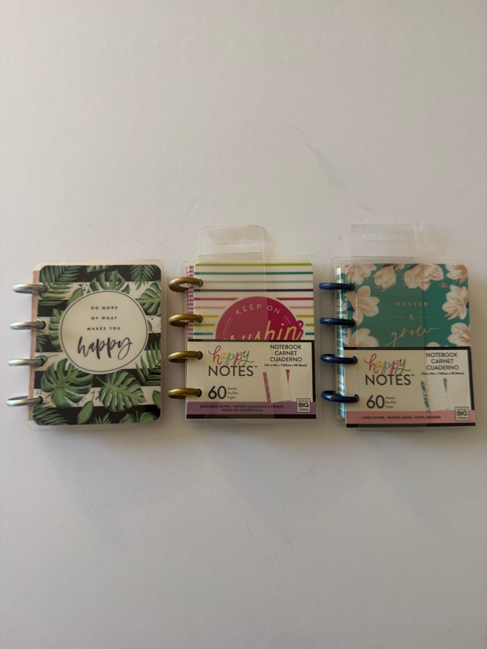 The Happy Planner Pocket Notebooks - Green Leaf, Multicolor Stripe, Teal Floral